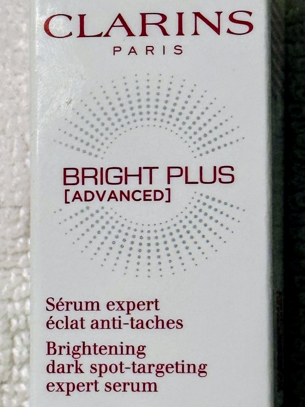 Clarins Bright Plus Advanced Brightening Serum - White and Burgundy